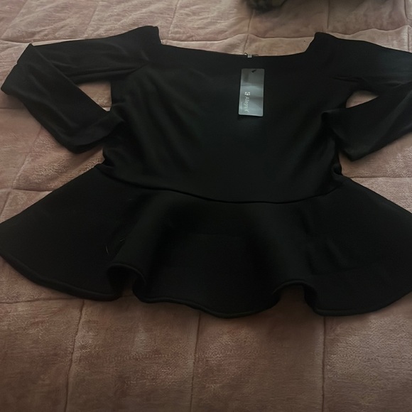 Allegra K Black Peplum Blouse - Picture 1 of 2